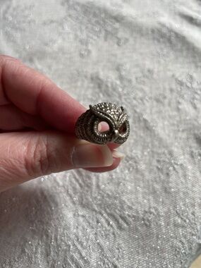 Sterling Silver Owl Statement Ring - Size 6